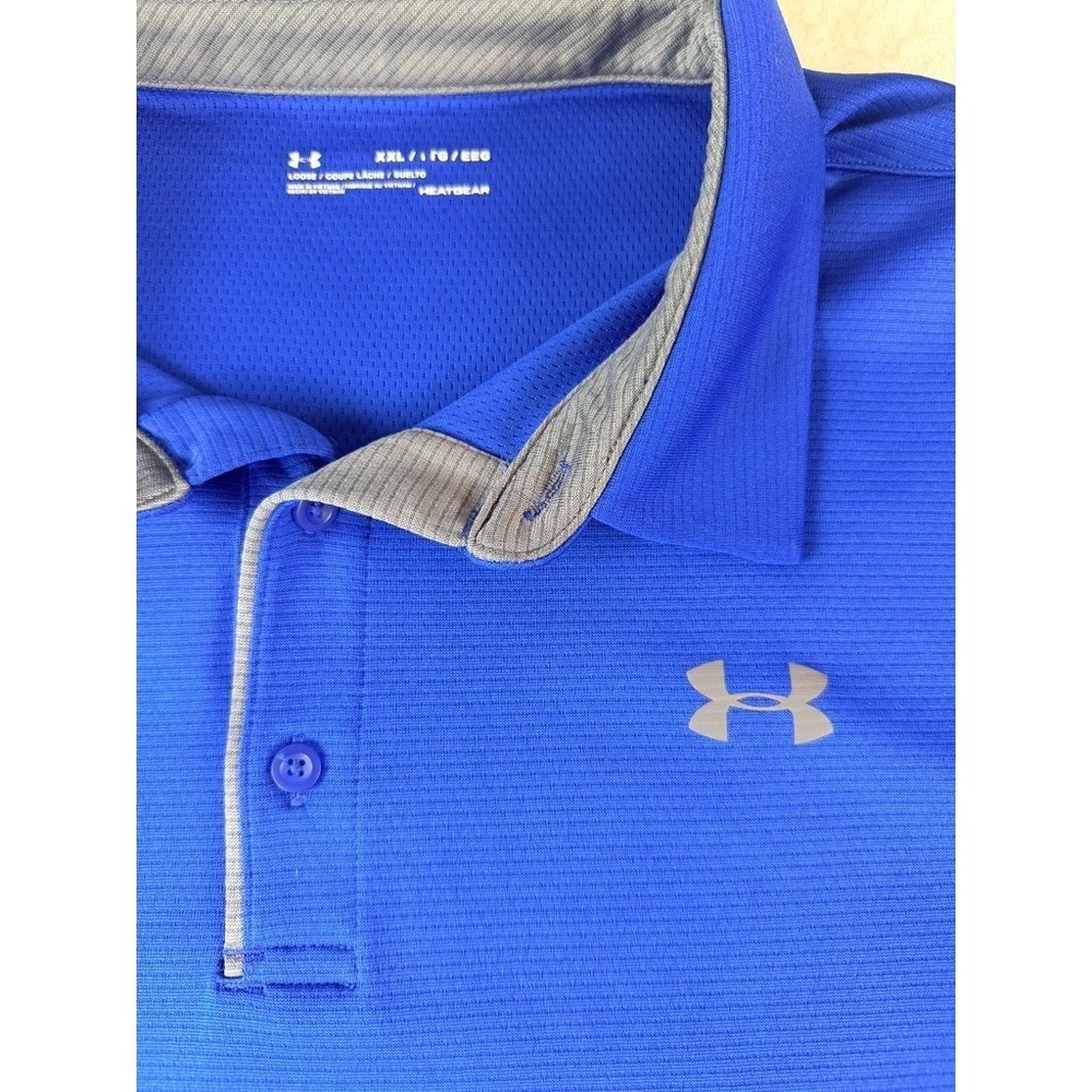 Under‎ Armour HeatGear Polo Shirt Blue Short Sleeve Loose Fit XXL